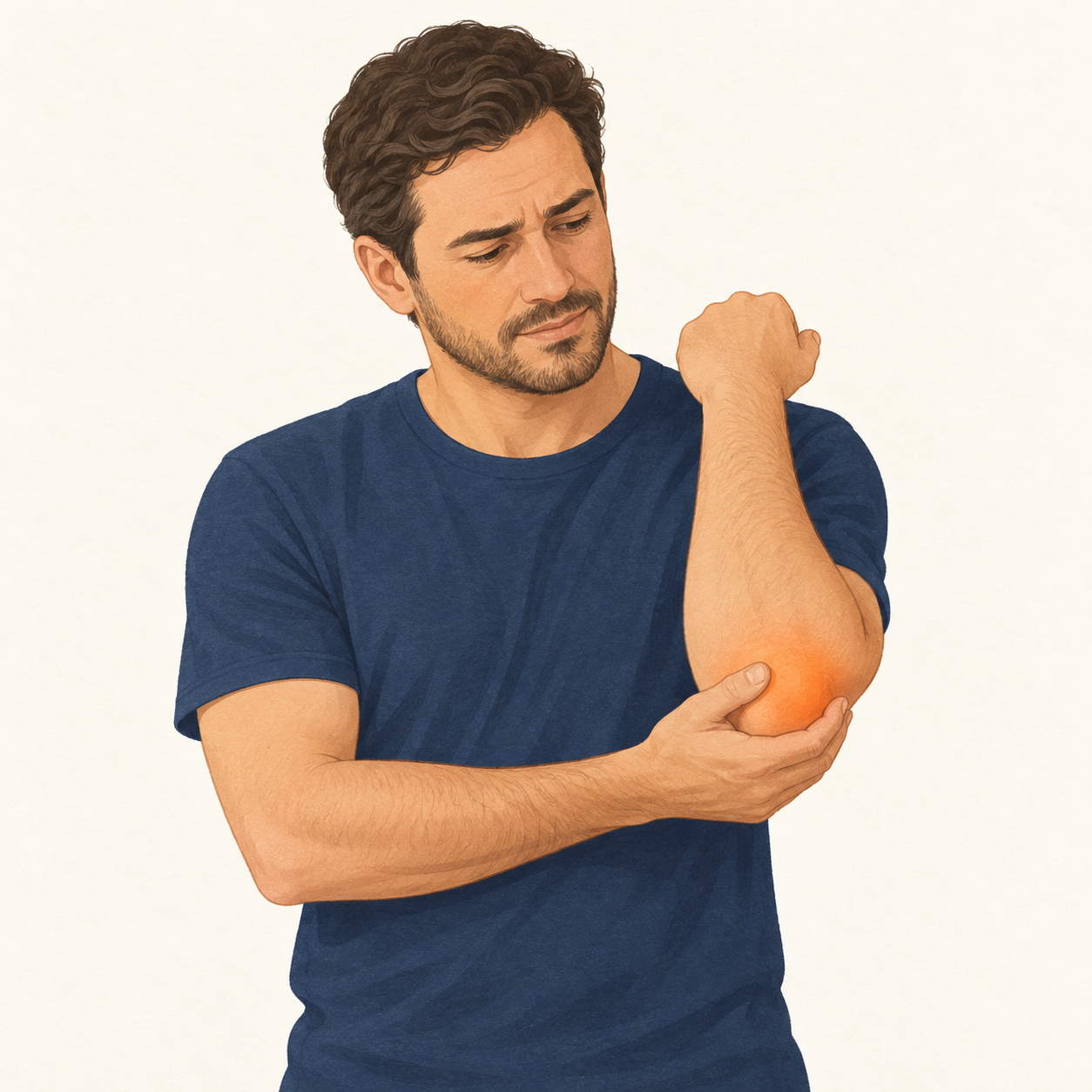 Illustratie van klachten aan elleboog